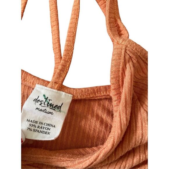 Destined Ribbed Cropped Cami Tank Top Crossback Crop Camisole Sleepwear - Picture 5 of 8